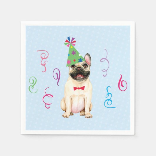 Birthday Party French Bulldog Napkins Serviette (Vorderseite)