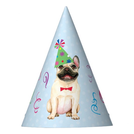 Birthday Party French Bulldog Party Hat Partyhütchen (Vorderseite)