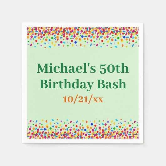 Birthday Party Fun Colorful Confetti Serviette (Vorderseite)
