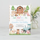 Birthday Party für Blaue Landtiere Einladung (Stehend Vorderseite)