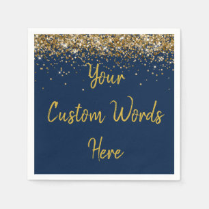 Birthday Party für Custom Navy Blue und Gold Glitz Serviette