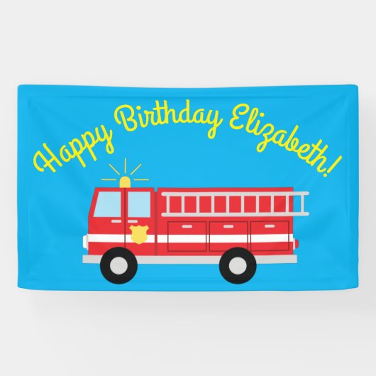 Birthday Party für Feuerwehrfahrzeuge Banner (Horizontal)
