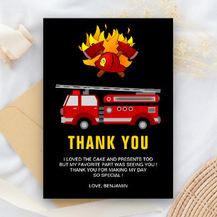 Birthday Party für Feuerwehrfahrzeuge Dankeskarte