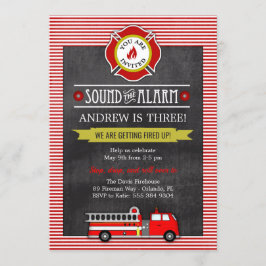 Birthday Party für Feuerwehrfahrzeuge Einladung
