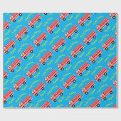 Birthday Party für Feuerwehrfahrzeuge Geschenkpapier (Flach)