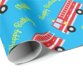 Birthday Party für Feuerwehrfahrzeuge Geschenkpapier (Rolleneckpunkt)