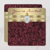 Birthday Party für Frauen Burgund Wein und Gold Einladung (Vorne/Hinten)