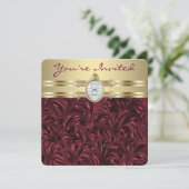 Birthday Party für Frauen Burgund Wein und Gold Einladung (Stehend Vorderseite)