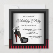 Birthday Party für Frauen in Rot und Schwarz Einladung (Rückseite)