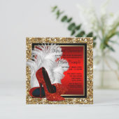 Birthday Party für Frauen in Schwarz und Rot Einladung (Stehend Vorderseite)