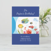 Birthday Party für Meerestiere Einladung (Stehend Vorderseite)