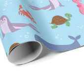 Birthday Party für Meerestiere Geschenkpapier (Rolleneckpunkt)