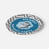 Birthday Party für niedliche Haie Pappteller (Schrägansicht)