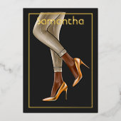 Birthday Party für Schwarze und Gold Folieneinladung (Vorderseite)