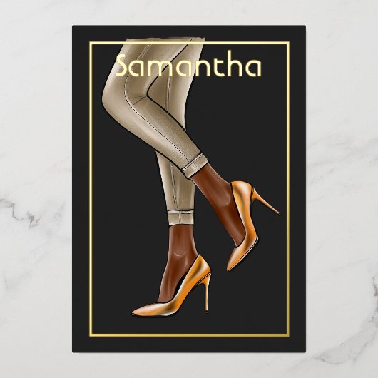 Birthday Party für Schwarze und Gold Folieneinladung (Vorderseite)