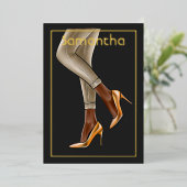 Birthday Party für Schwarze und Gold Folieneinladung (Stehend vorne)