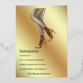 Birthday Party für Schwarze und Gold Folieneinladung (Rückseite)