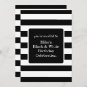 Birthday Party für Schwarze und Weiße Mans Einladung (Vorne/Hinten)