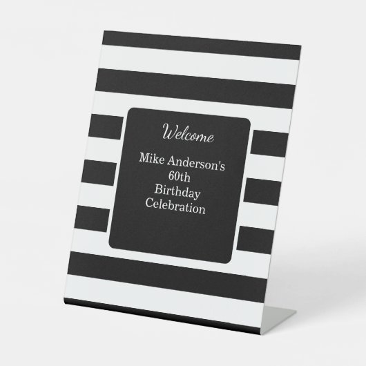 Birthday Party für Schwarze und Weiße Mans Sockelschild (Vorderseite)