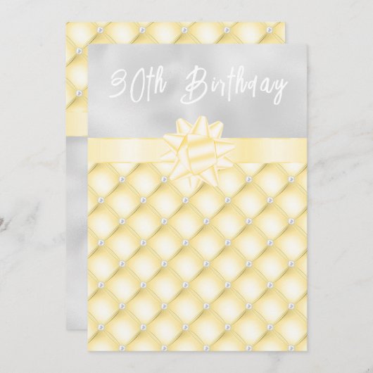 Birthday Party, gelbe und silberne Perlen Einladung (Vorne/Hinten)