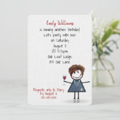 Birthday Party Girl in Sneakers mit Wein Einladung (Stehend Vorderseite)