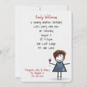 Birthday Party Girl in Sneakers mit Wein Einladung (Vorderseite)