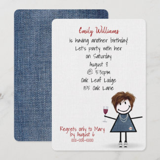 Birthday Party Girl in Sneakers mit Wein Einladung