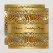 Birthday Party Gold auf Gold Diamond Einladung (Vorne/Hinten)