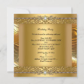 Birthday Party Gold auf Gold White Diamond Einladung (Rückseite)