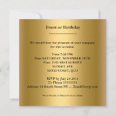 Birthday Party Gold Black Bow Diamond Image Einladung (Rückseite)