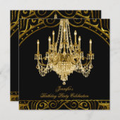 Birthday Party Gold Black Cronier Einladung (Vorne/Hinten)