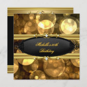 Birthday Party Gold Black Diamond Einladung (Vorne/Hinten)