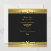 Birthday Party Gold Black Diamond Einladung (Rückseite)