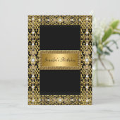 Birthday Party Gold Black jedes Alter Einladung (Stehend Vorderseite)