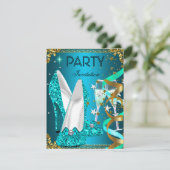 Birthday Party Gold Blue Shoes Einladung (Stehend Vorderseite)