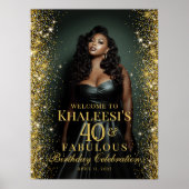 Birthday party gold confetti photo welcome poster (Vorne)