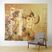 Birthday Party Gold Driving | Glitzer Peacock Wandteppich (Beispiel (Horizontal))