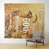 Birthday Party Gold Driving | Glitzer Peacock Wandteppich (Beispiel (Horizontal))