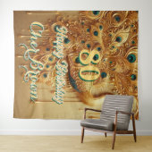 Birthday Party Gold Driving | Glitzer Peacock Wandteppich (Beispiel (Horizontal))