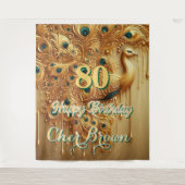 Birthday Party Gold Driving | Glitzer Peacock Wandteppich (Vorderseite)