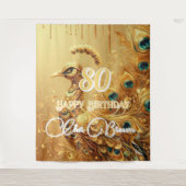 Birthday Party Gold Driving | Glitzer Peacock Wandteppich (Vorderseite)