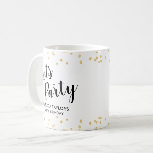 Birthday Party Gold Imitats Foil Confetti Individu Kaffeetasse (Vorderseite Links)