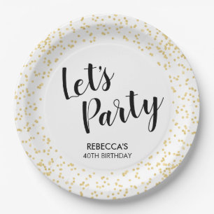 Birthday Party Gold Imitats Foil Confetti Let's Pa Pappteller