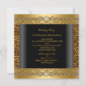 Birthday Party Gold Leopard Diamond Einladung (Rückseite)