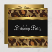 Birthday Party Gold Leopard Einladung (Vorne/Hinten)