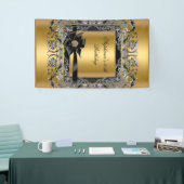 Birthday Party Gold Silver Black Bow Banner (Messeveranstaltung)