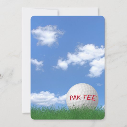 Birthday Party Golf Ball im Grass Einladung (Vorderseite)