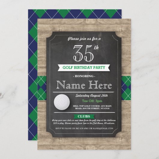 Birthday Party Golf Ball Jegliches Alter Golfspiel Einladung (Vorne/Hinten)
