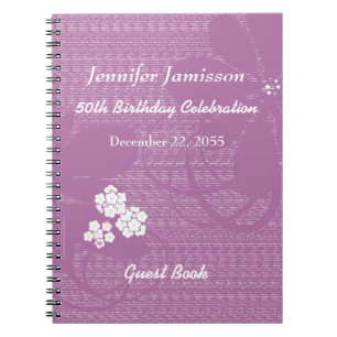 Birthday Party Guest Book Lila Floral Notizblock