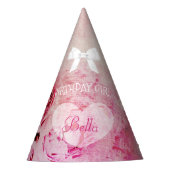 Birthday Party Hat Birthday Girl Pink Roses Floral Partyhütchen (Vorderseite)